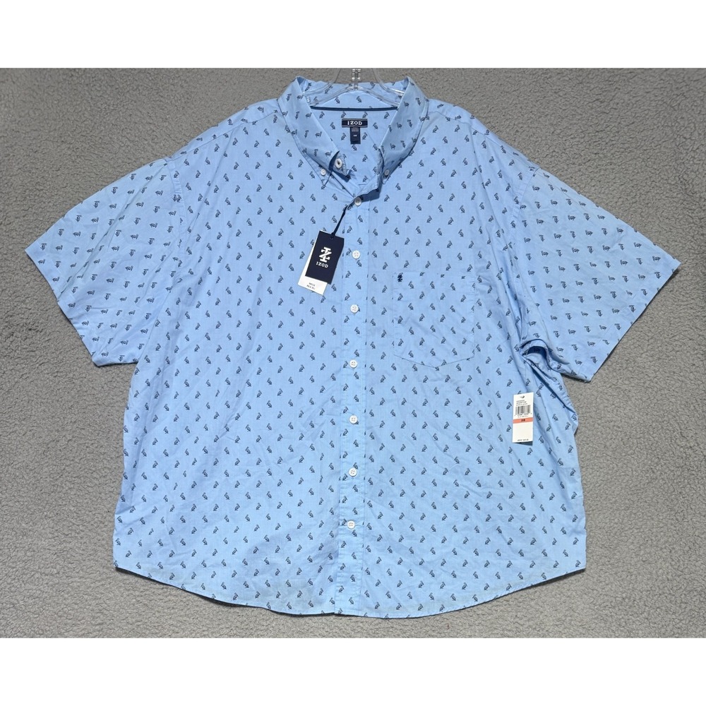 NEW IZOD short sleeve button up shirt Mens Size 3XB Pelicans all over Print